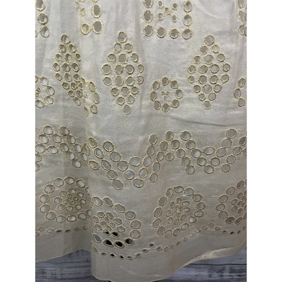 Nygard Skirt Plus 24 Ivory Gold Eyelet Knee Wedding Cocktail Church Modest Slim - Picture 9 of 14